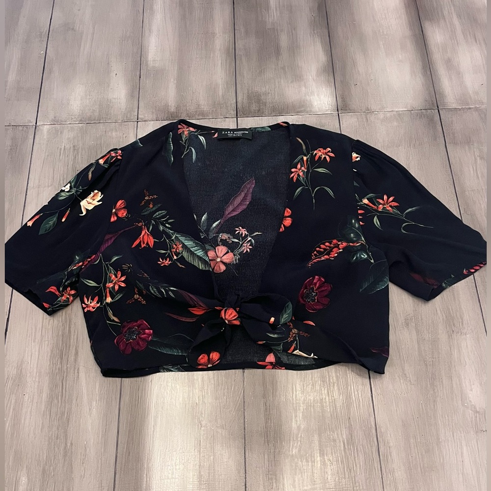 Zara Floral Tie Crop Top